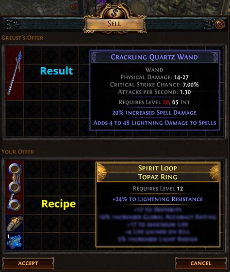 path of exile vendor recipes.